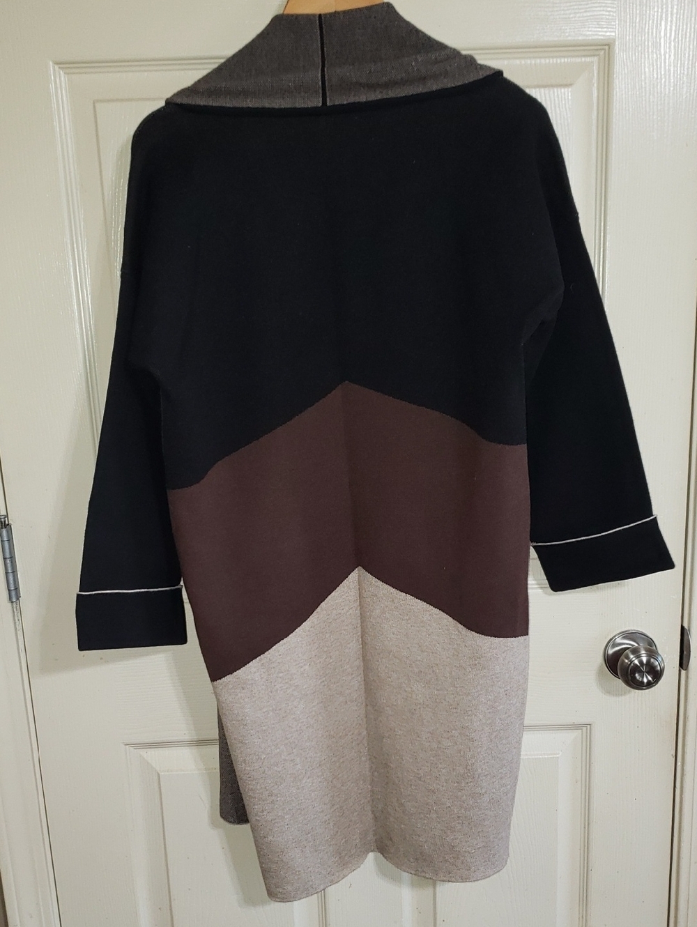 ππ€π DOR DOR COLOR BLOCK CARDIGAN BROWN BLACK TAN SMALL NEW - Picture 9 of 14
